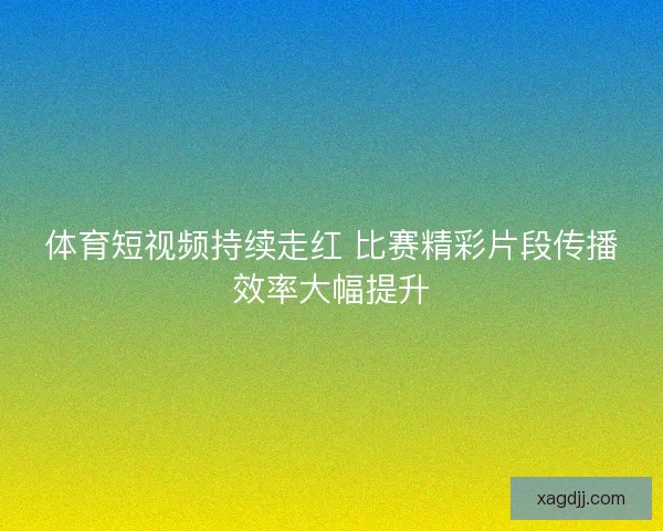 体育短视频持续走红 比赛精彩片段传播效率大幅提升